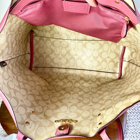 SOLD Coach Town Tote Pink Rose & Beige Signature Bag Purse F76637 - Picture 12 of 16